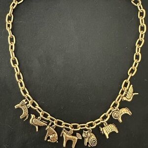 Laurel Burch Vintage Gold Animal Charm Necklace